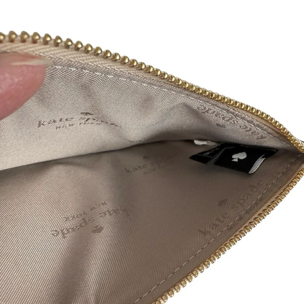 Kate Spade Lucy Small Zip Wristlet – Spade Flower Dark Beige KH614